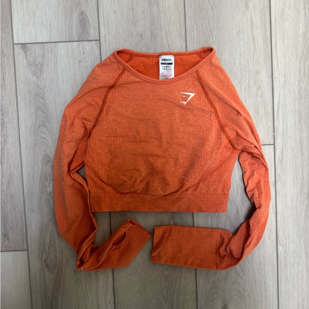 Gymshark Vital Seamless 2.0 Long Sleeve Crop Top - Apricot Orange Marl